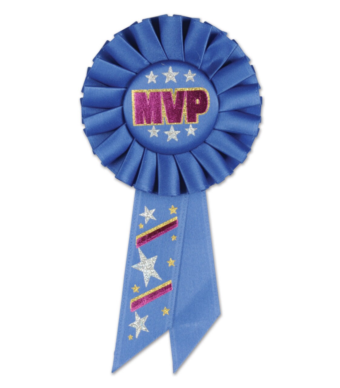 Beistle Pack of 6 Royal Blue "MVP" School and Sports Award Rosette Ribbons 6.5"